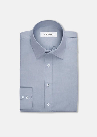 Light Grey Egyptian Cotton Broadcloth Shirt - SARTORO