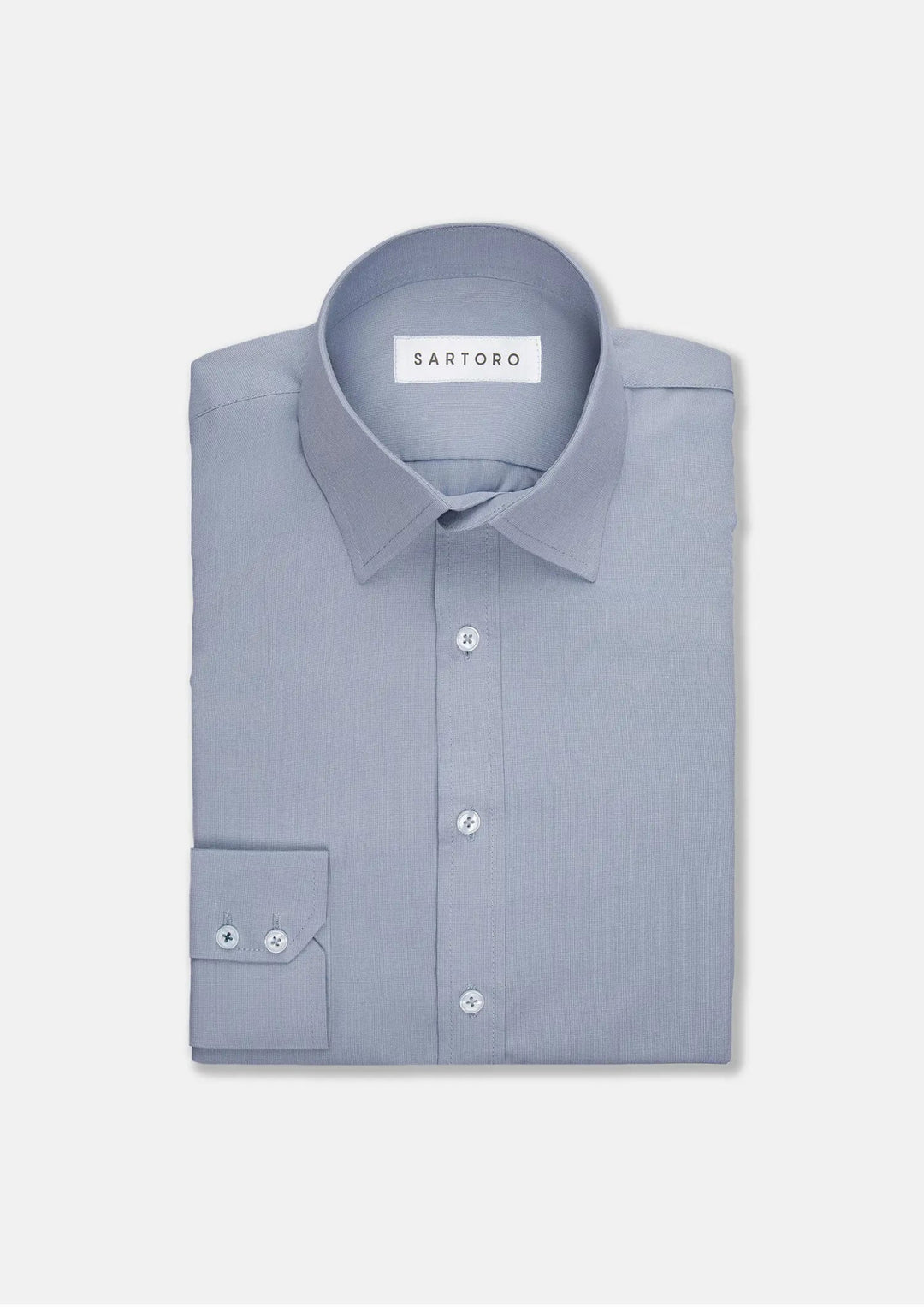 Light Grey Egyptian Cotton Broadcloth Shirt - SARTORO