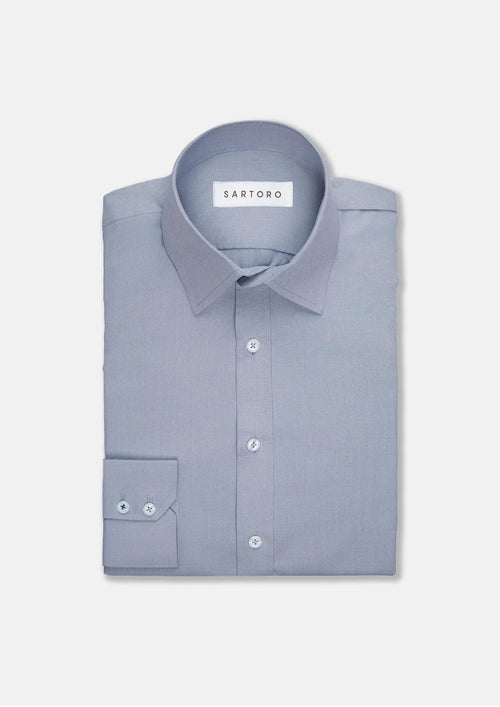 Light Grey Egyptian Cotton Broadcloth Shirt - SARTORO