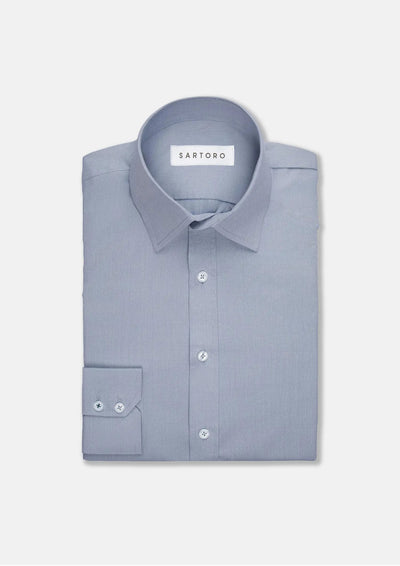 Light Grey Egyptian Cotton Broadcloth Shirt - SARTORO