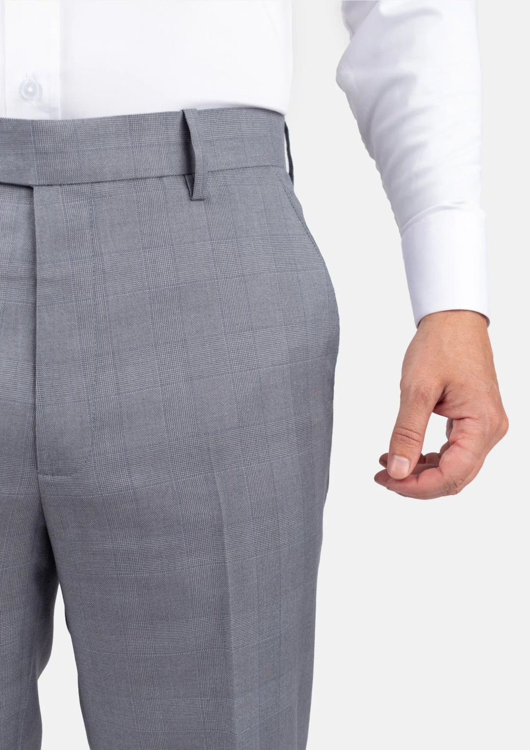 Light Grey Prince of Wales Pants - SARTORO