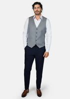 Light Grey Prince of Wales Vest - SARTORO666