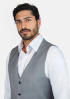 Light Grey Prince of Wales Vest - SARTORO715