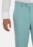 Light Teal Linen Blend Pants - SARTORO94