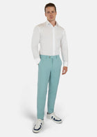 Light Teal Linen Blend Pants - SARTORO126