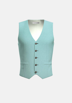 Light Teal Linen Blend Vest