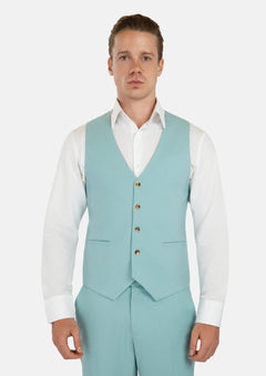 Light Teal Linen Blend Vest - SARTORO