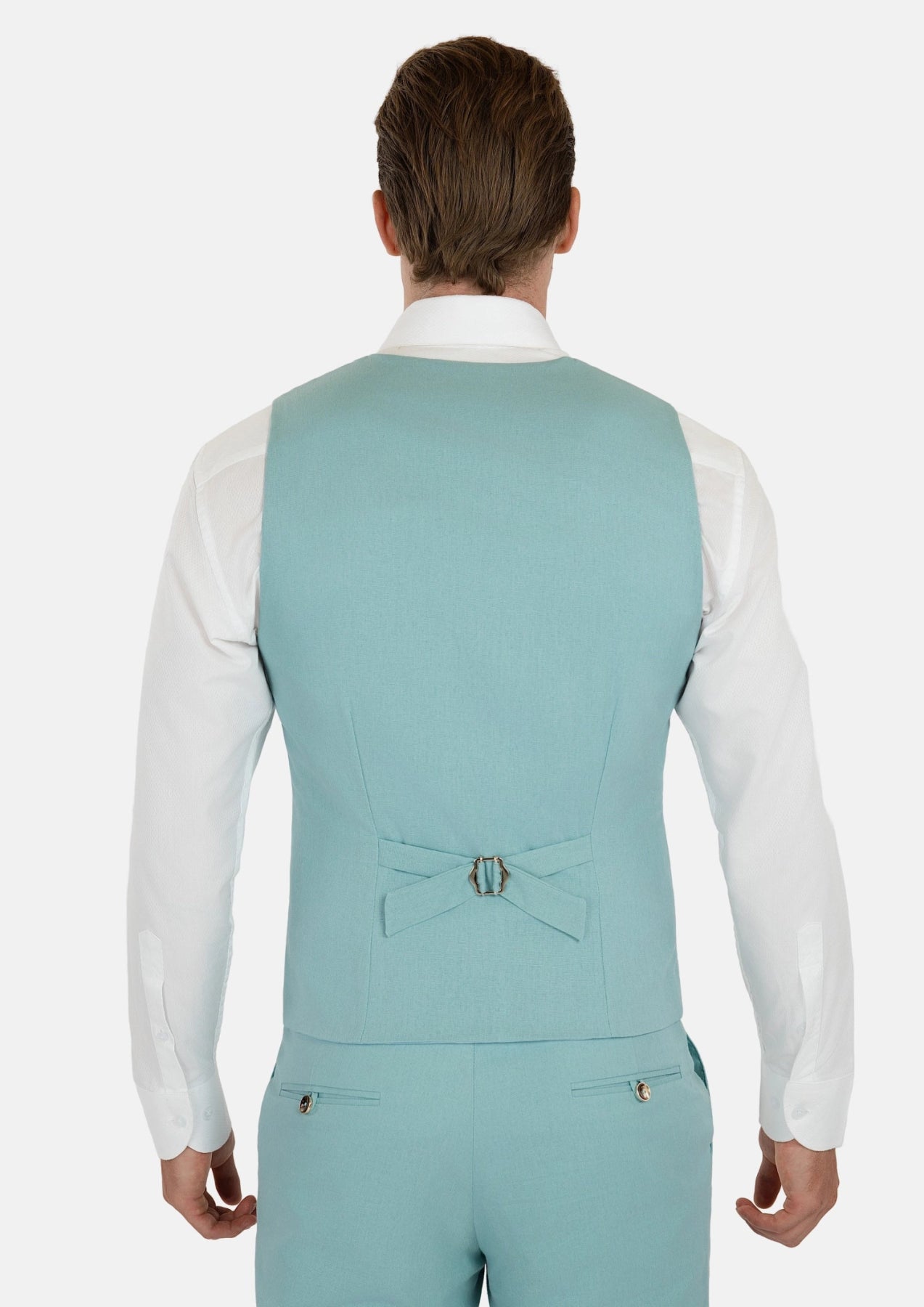 Light Teal Linen Blend Vest - SARTORO