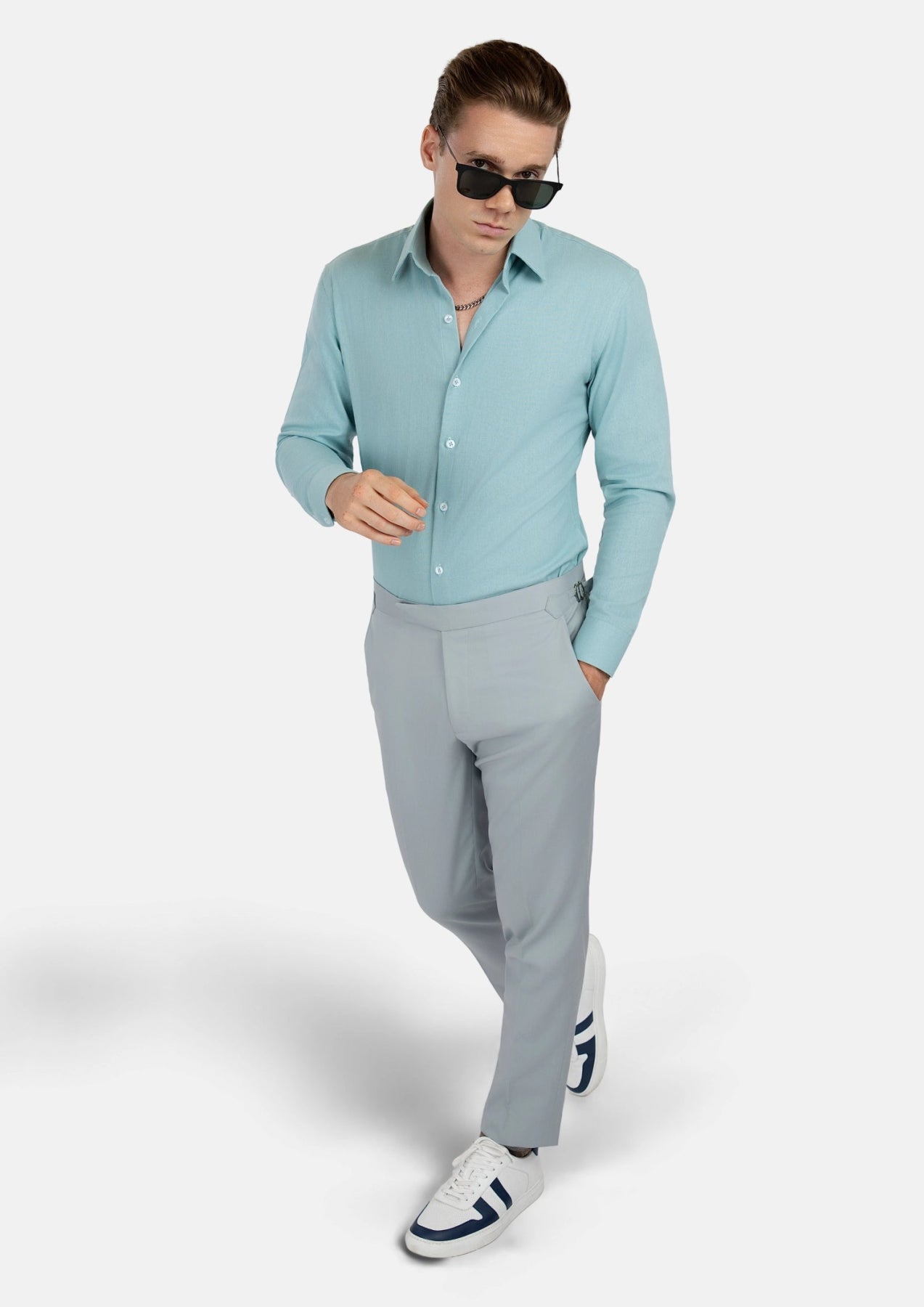 Light Teal Linen Shirt - SARTORO