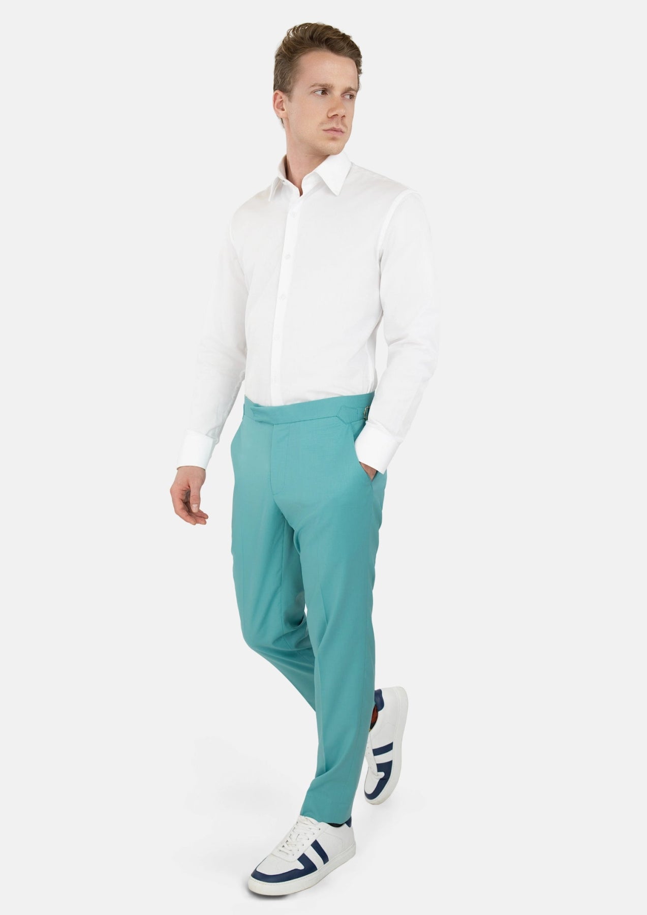 Light Teal Performance Stretch Pants - SARTORO