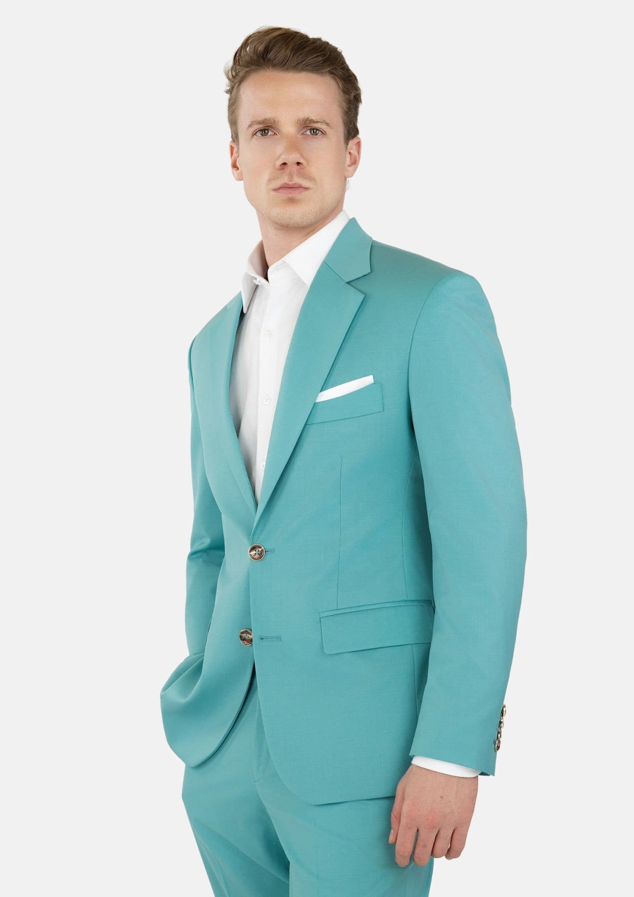 Light Teal Performance Stretch Suit - SARTORO