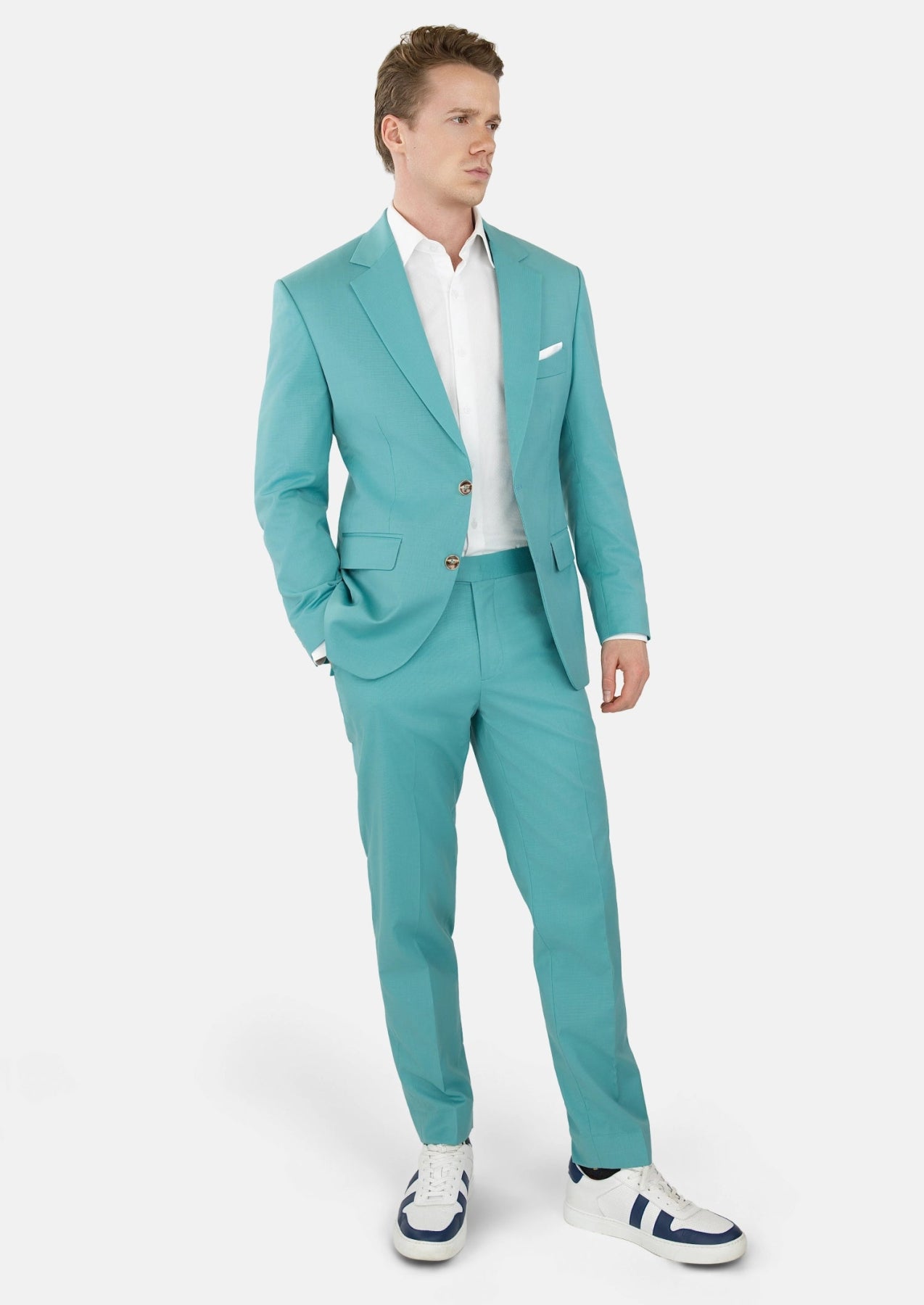 Light Teal Performance Stretch Suit - SARTORO