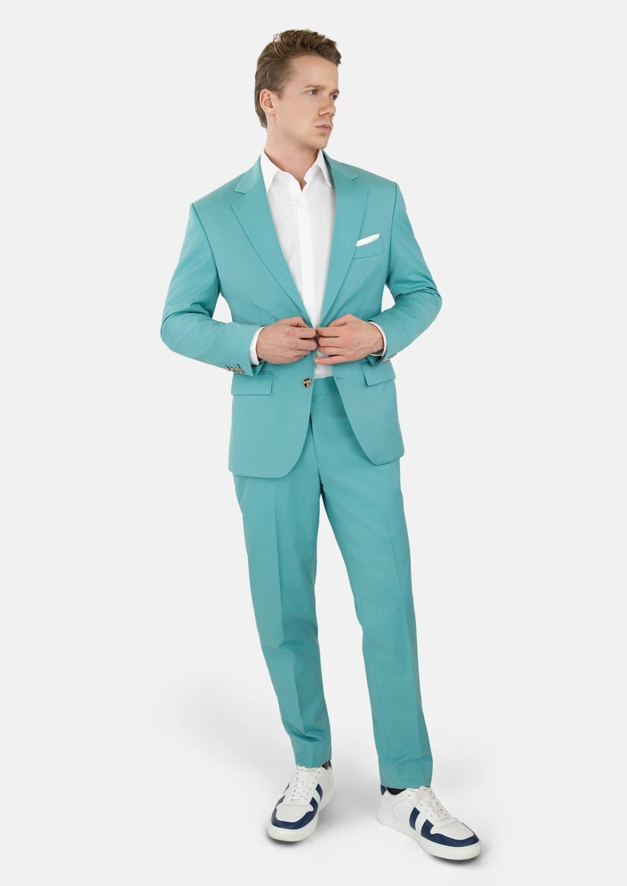 Light Teal Performance Stretch Suit - SARTORO