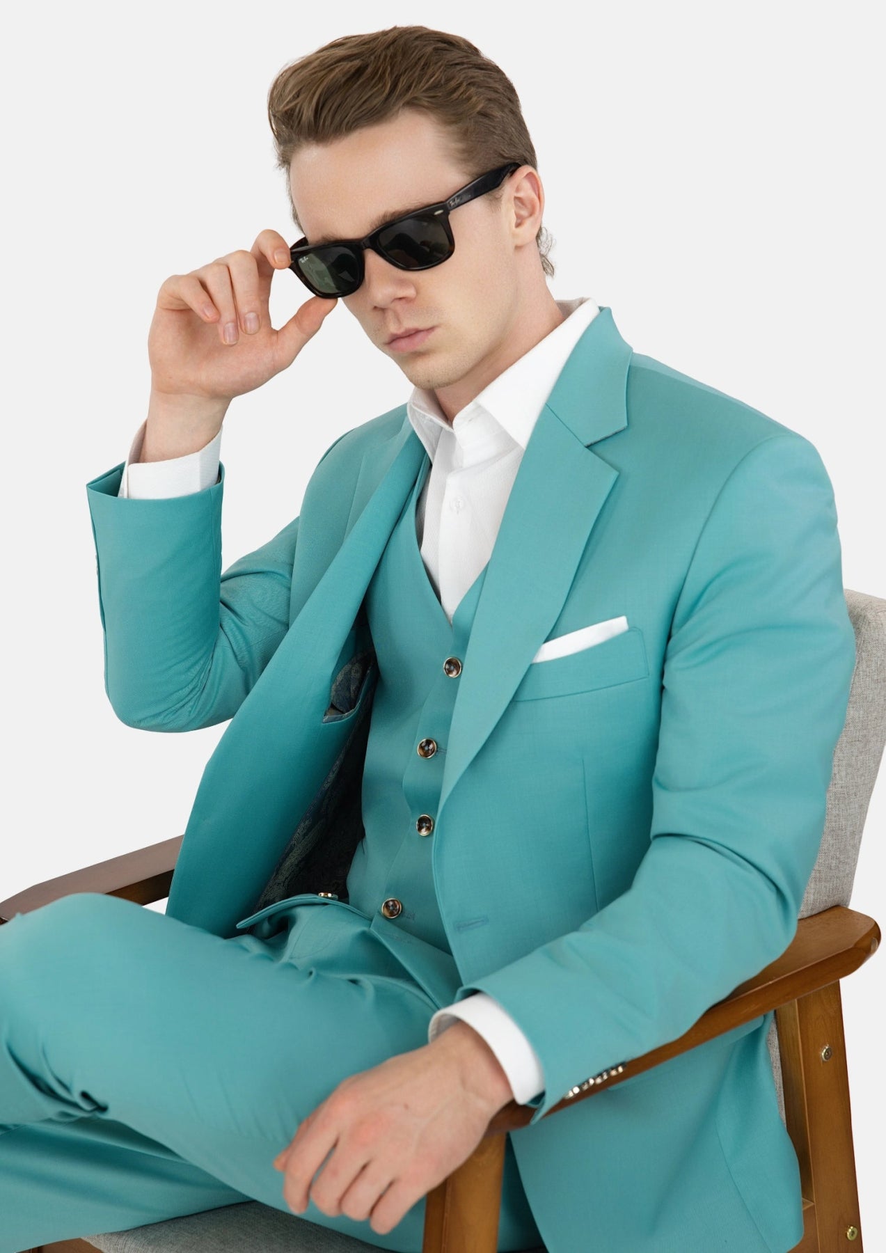 Light Teal Performance Stretch Suit - SARTORO