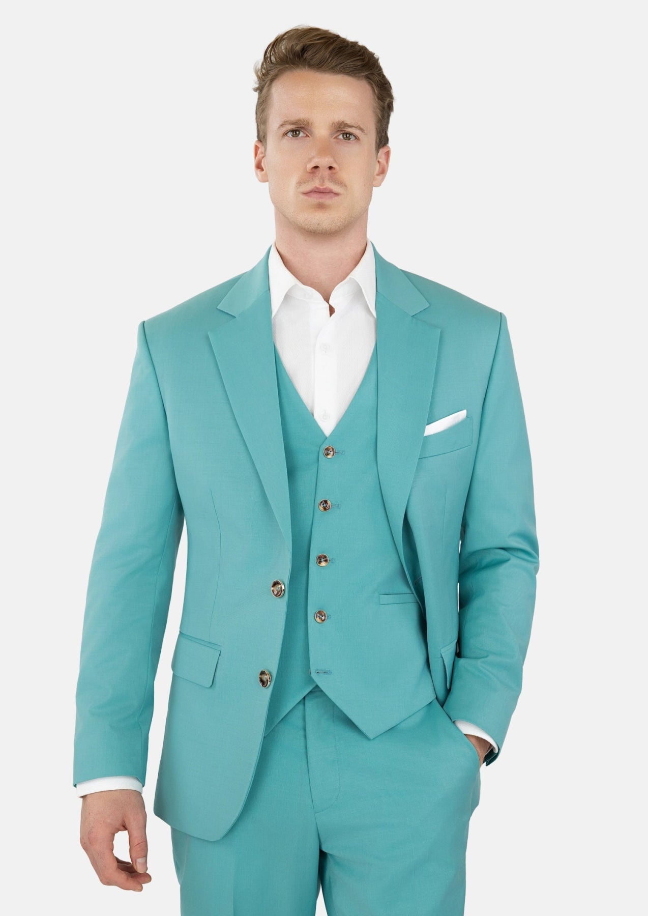 Light Teal Performance Stretch Suit - SARTORO
