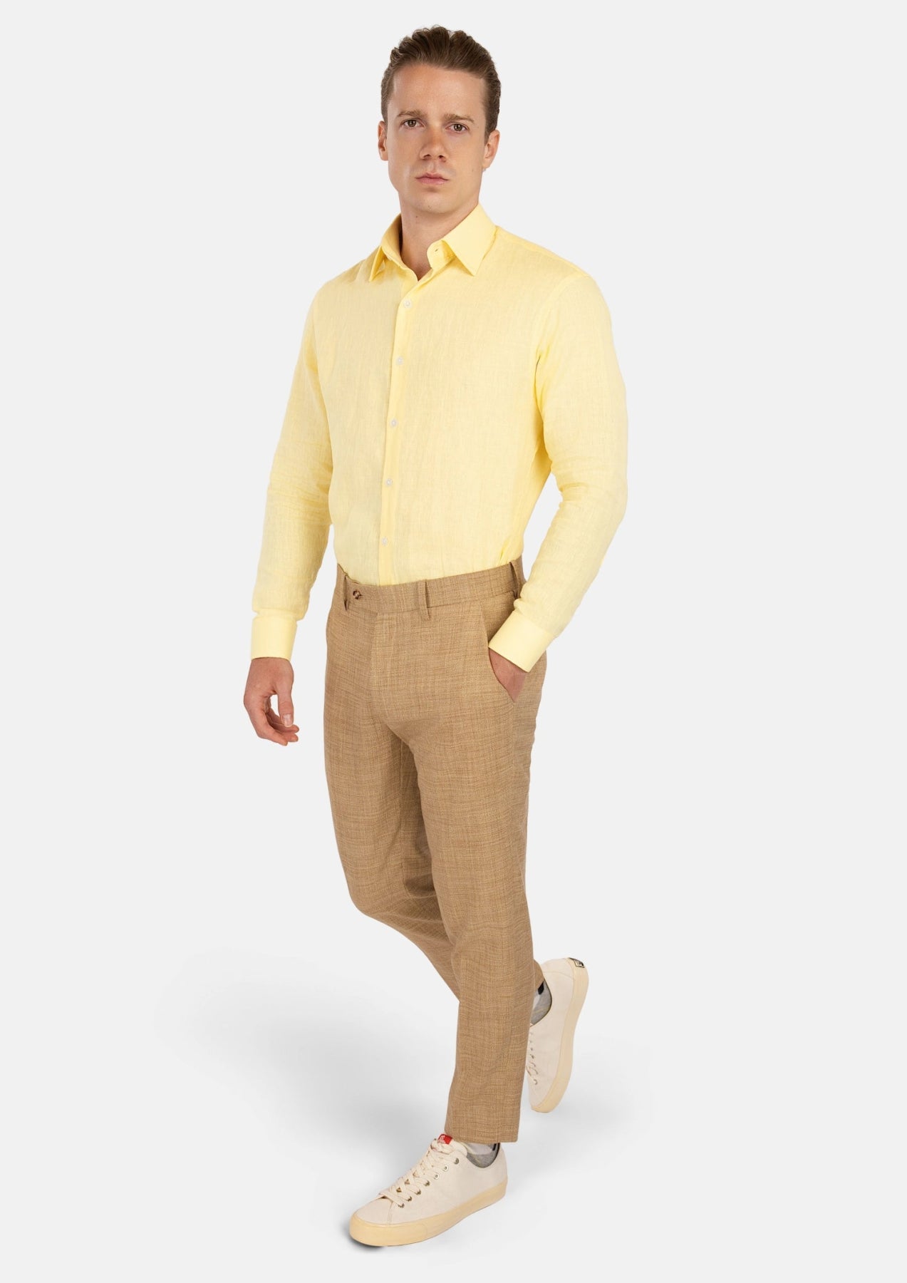 Light Yellow Linen Shirt - SARTORO