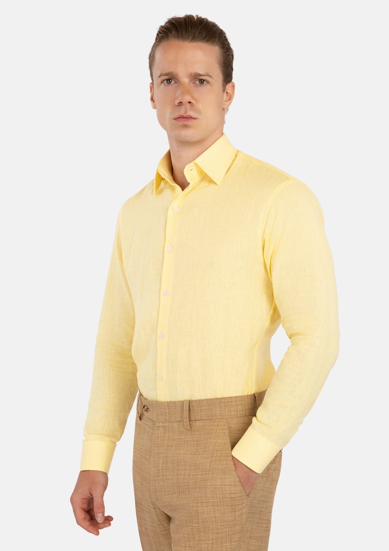 Light Yellow Linen Shirt - SARTORO