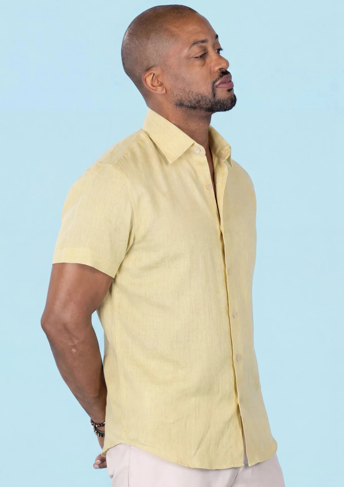 Light Yellow Linen T-Shirt - SARTORO771