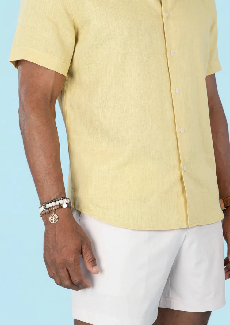 Light Yellow Linen T-Shirt - SARTORO161