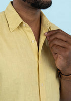 Light Yellow Linen T-Shirt - SARTORO805