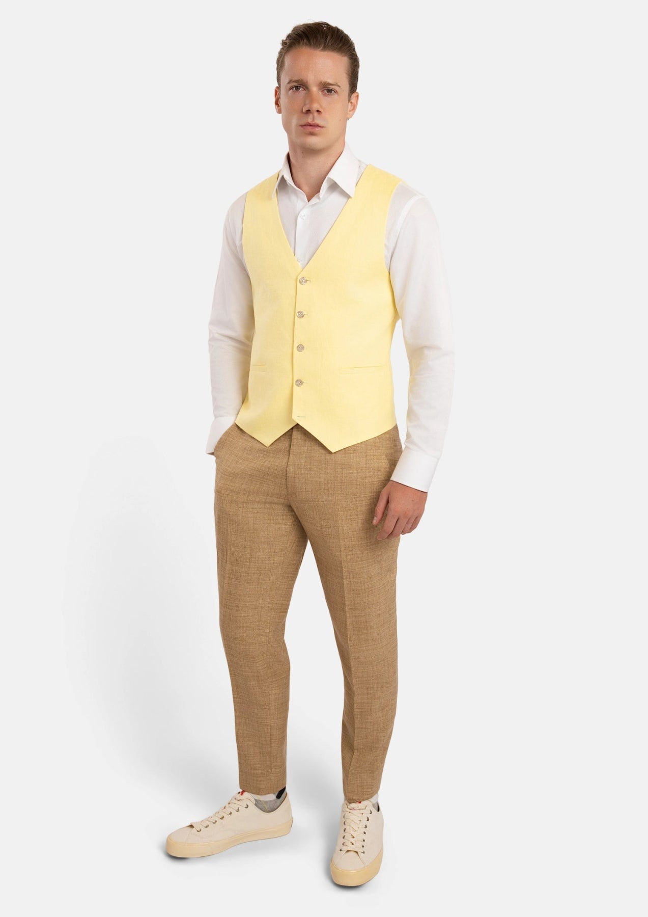 Light Yellow Linen Vest