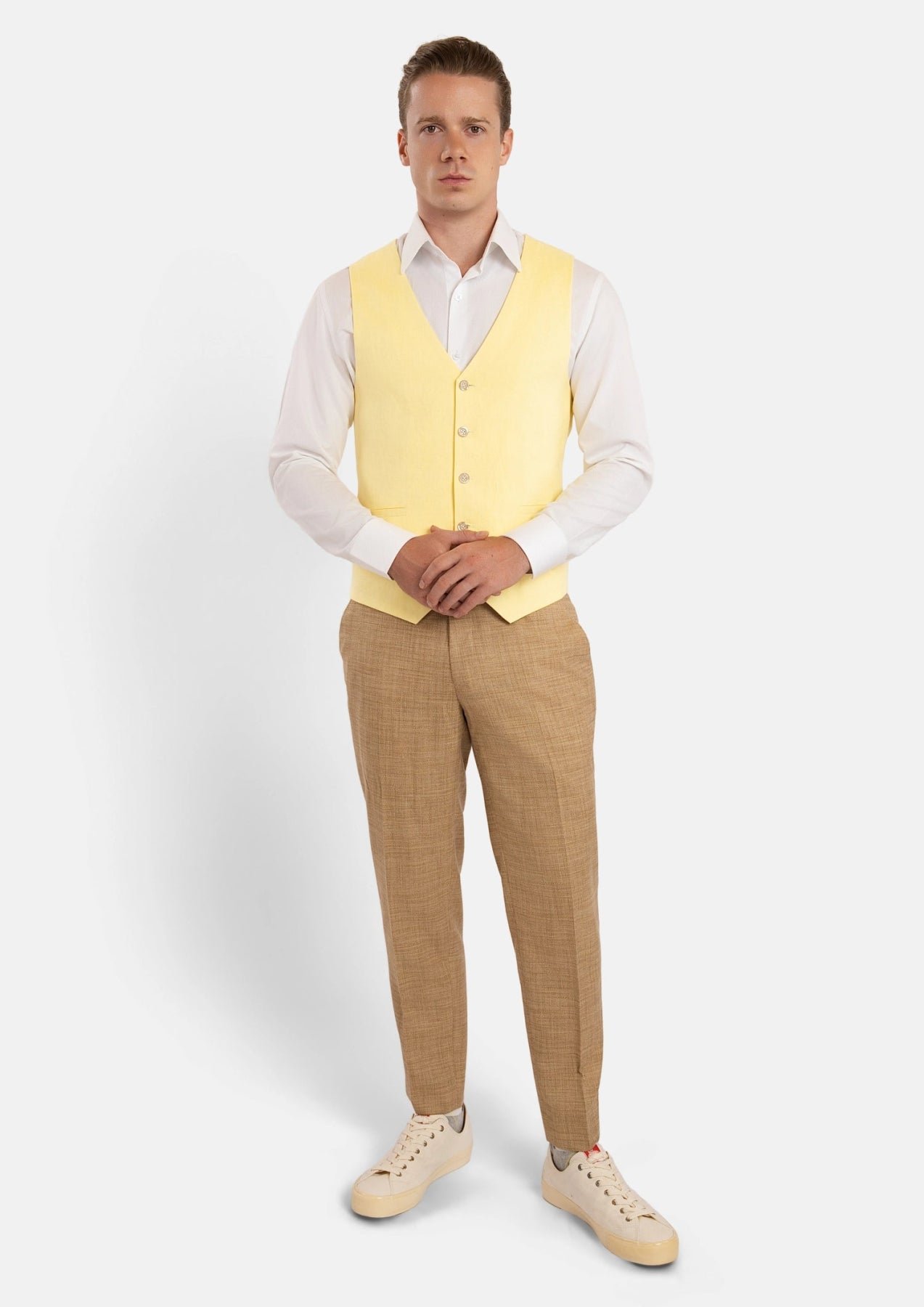 Light Yellow Linen Vest - SARTORO