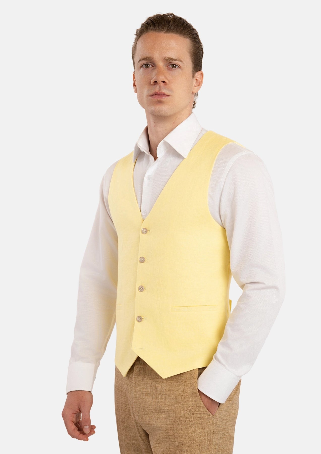 Light Yellow Linen Vest