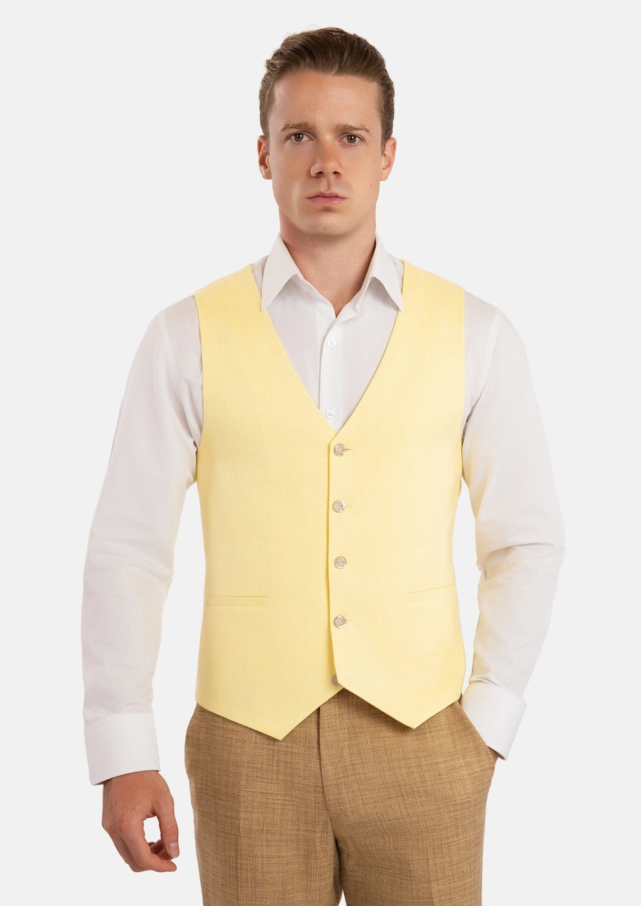 Light Yellow Linen Vest
