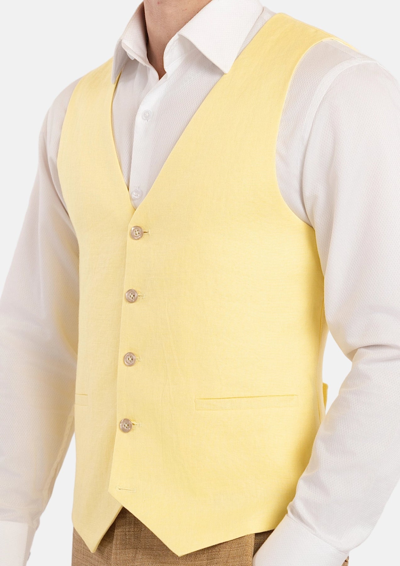 Light Yellow Linen Vest