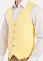 Light Yellow Linen Vest - SARTORO627