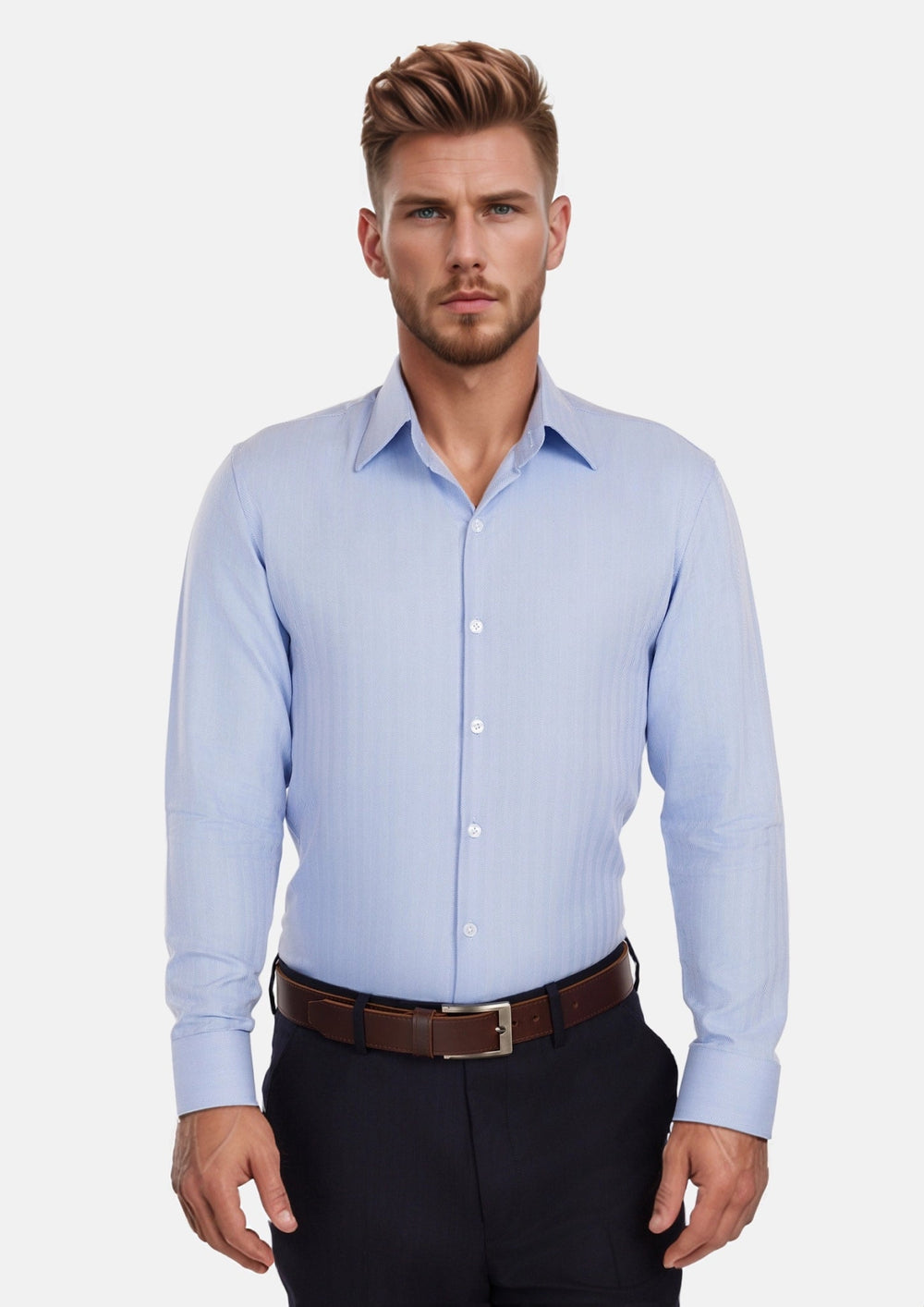 Cloud Blue Herringbone Shirt550