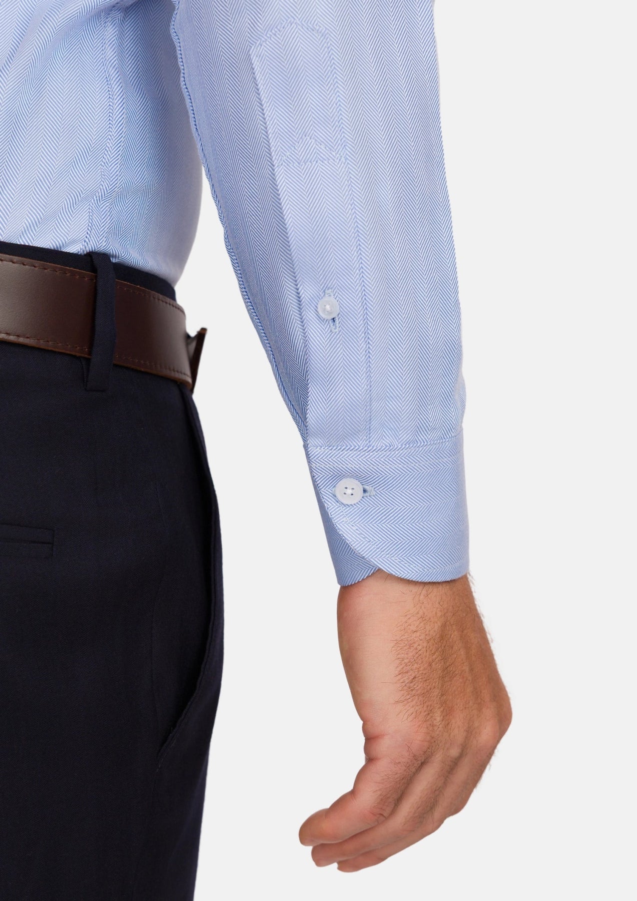 Lightblue Herringbone Shirt - SARTORO