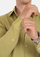 Ligyht Olive Linen Shirt - SARTORO636