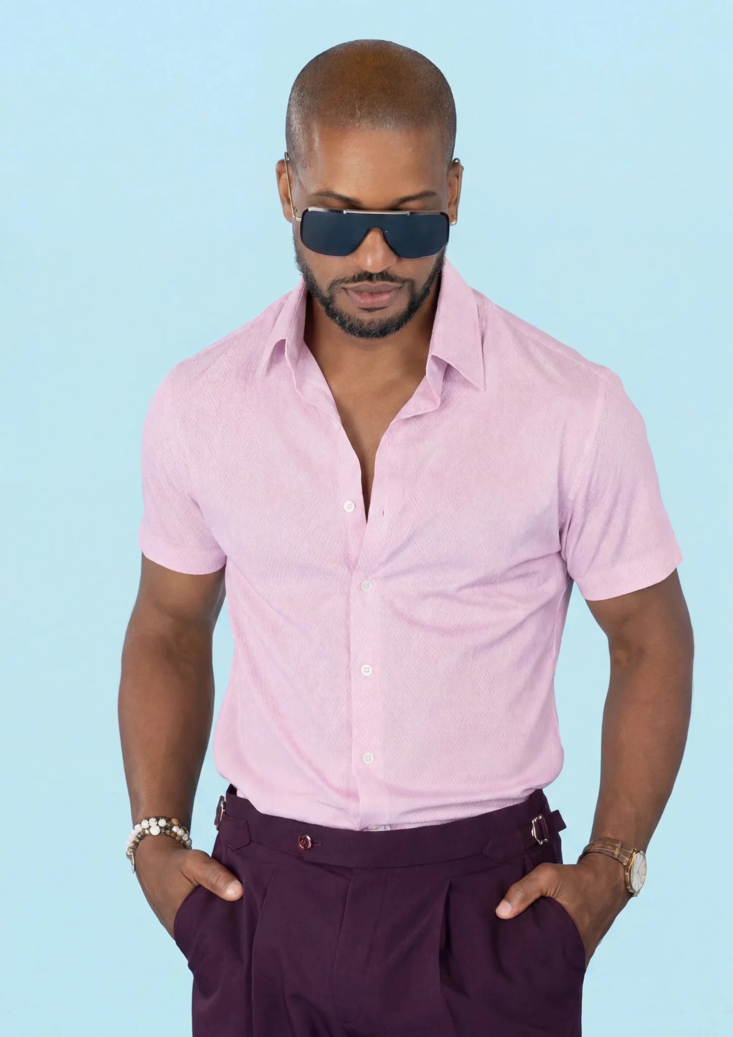 Lilac Linen Blend T-Shirt - SARTORO795
