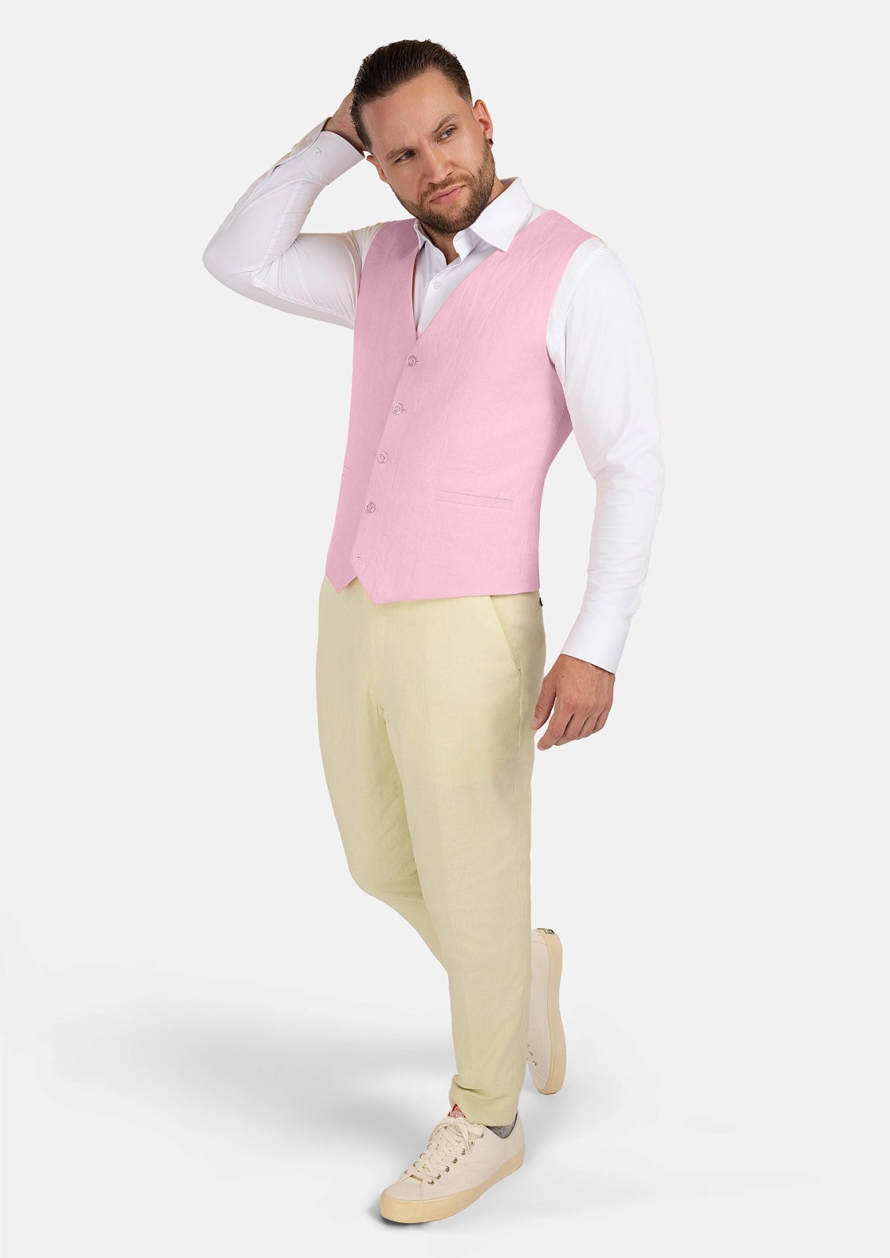 Lilac Linen Blend Vest - SARTORO130