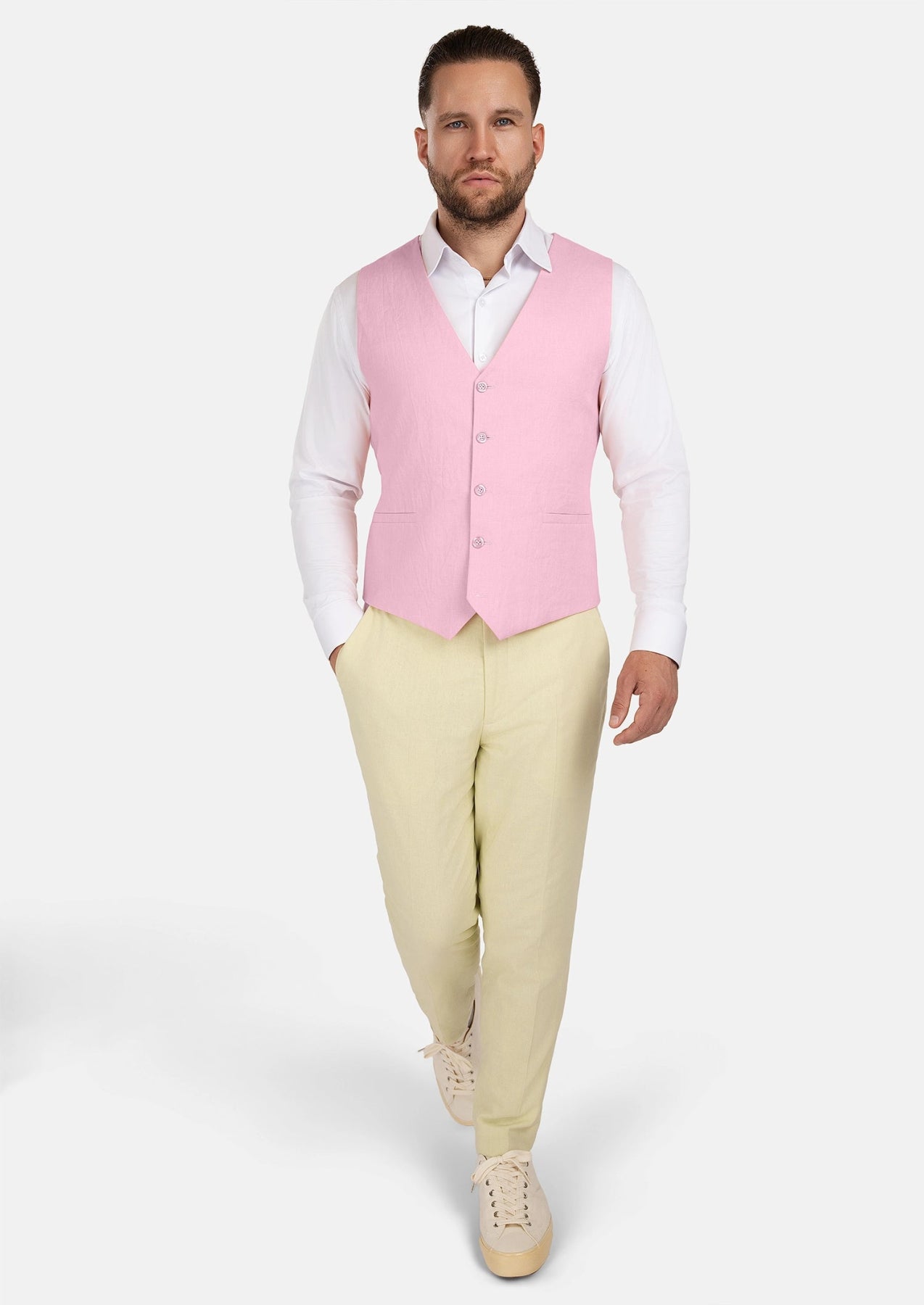 Lilac Linen Blend Vest - SARTORO420