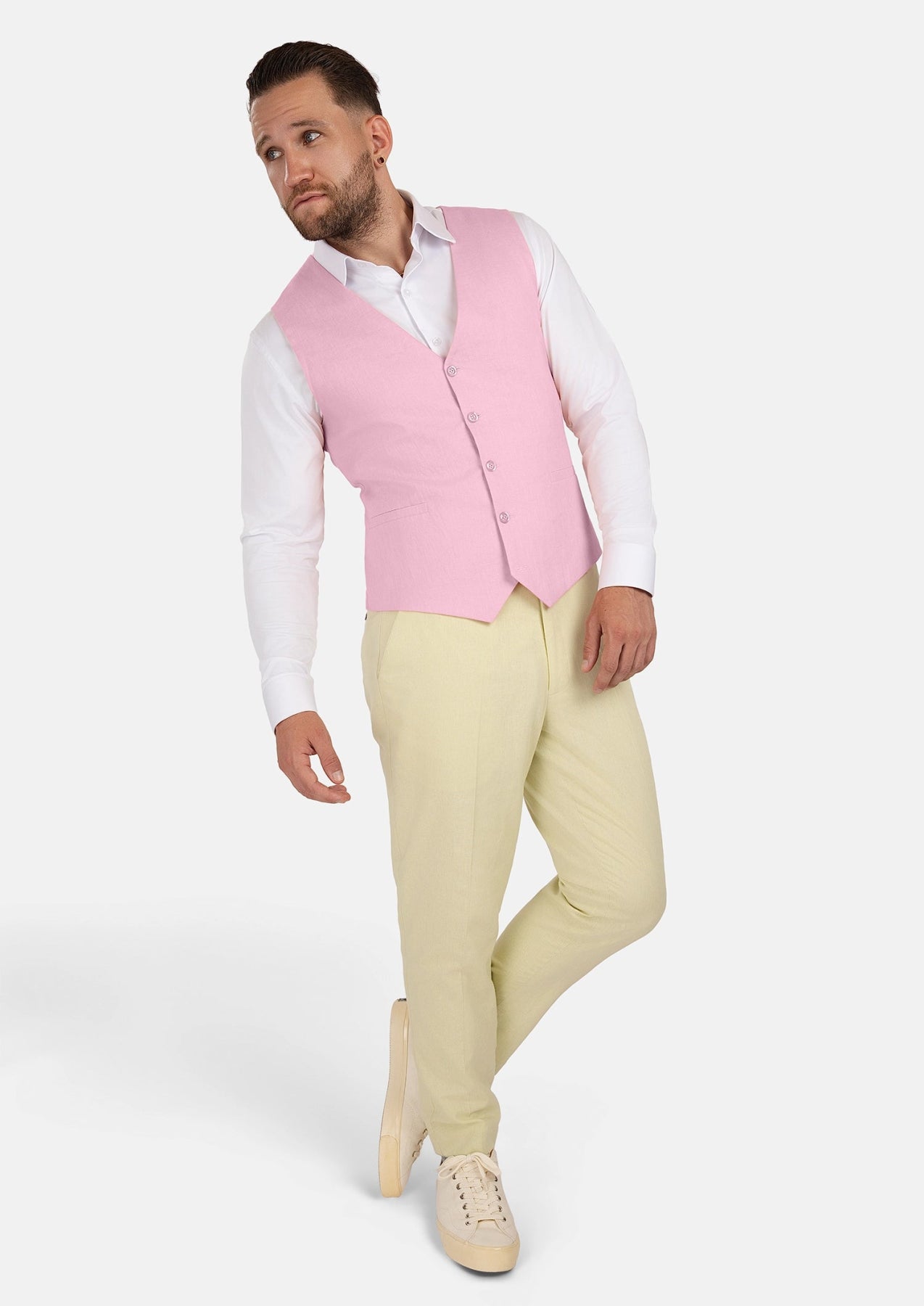 Lilac Linen Blend Vest - SARTORO64