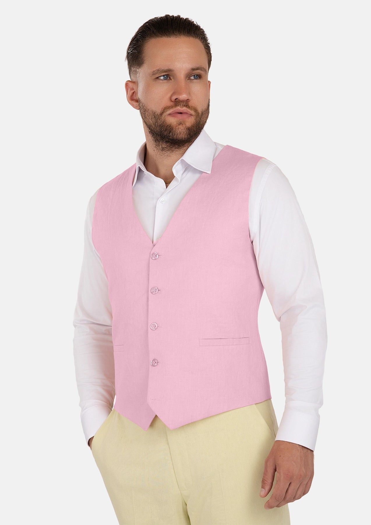 Lilac Linen Blend Vest - SARTORO987