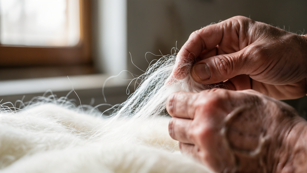 Fine merino wool fiber examination showing exceptional quality