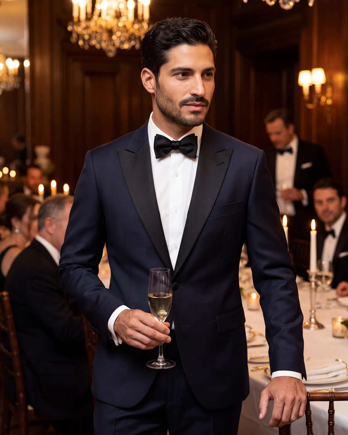 Got a black tie invitation? A peak lapel tuxedo is one of the two traditional choices, along with the shawl.