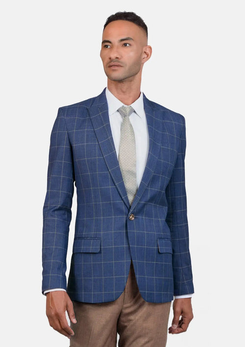 Madison Lapis Blue Windowpane Jacket - SARTORO