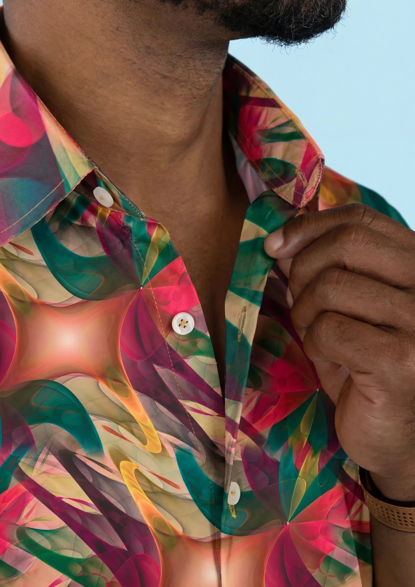 Magenta Swirl Silk Shirt - SARTORO109