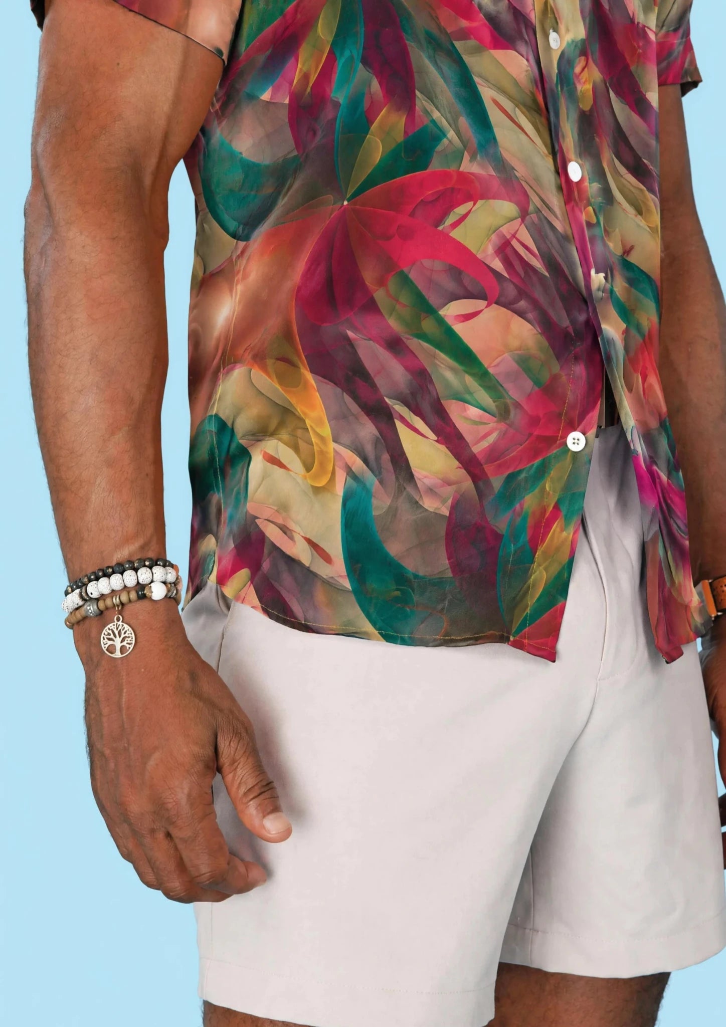 Magenta Swirl Silk Shirt - SARTORO342