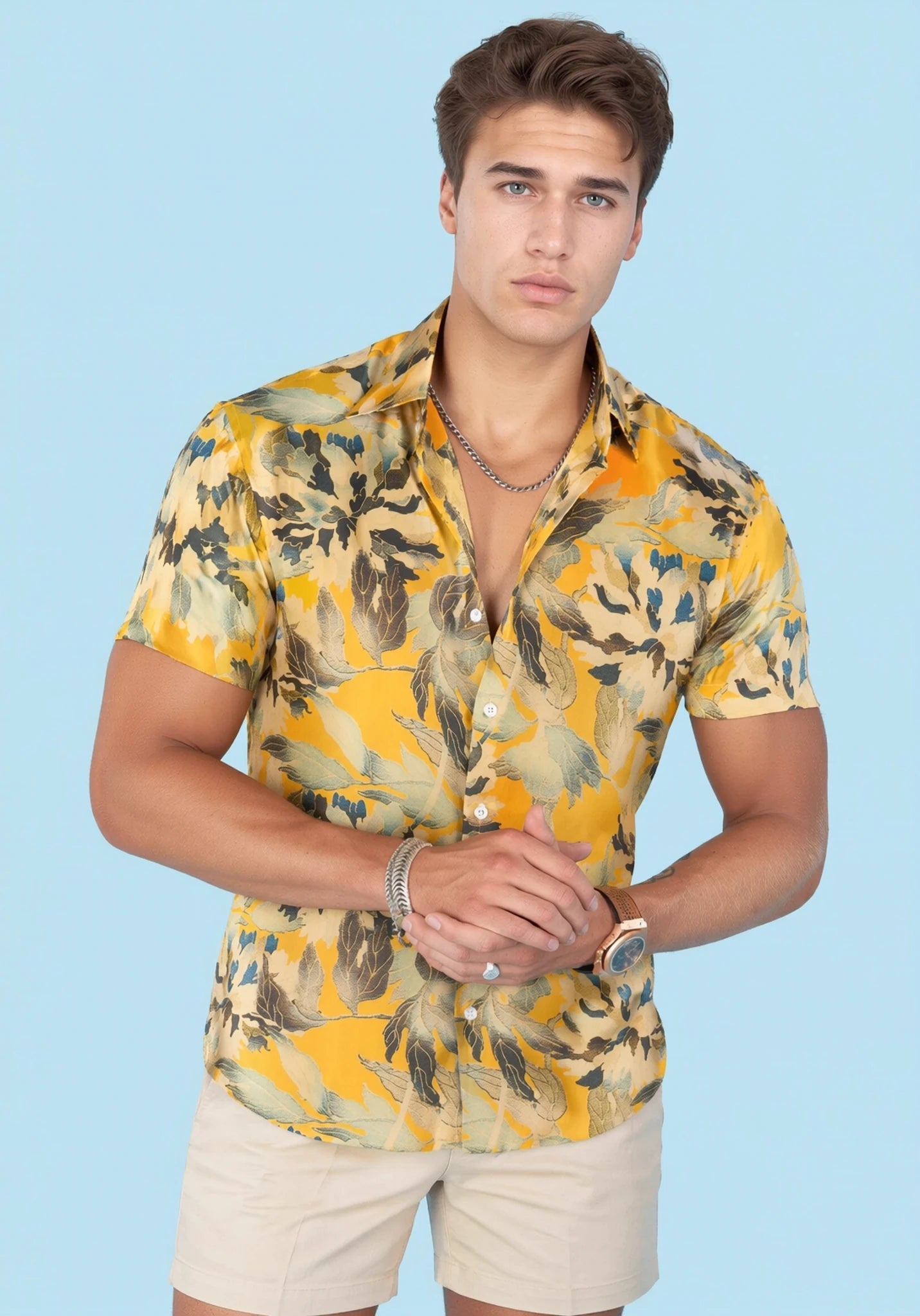 Marigold Bloom Silk Shirt - SARTORO310