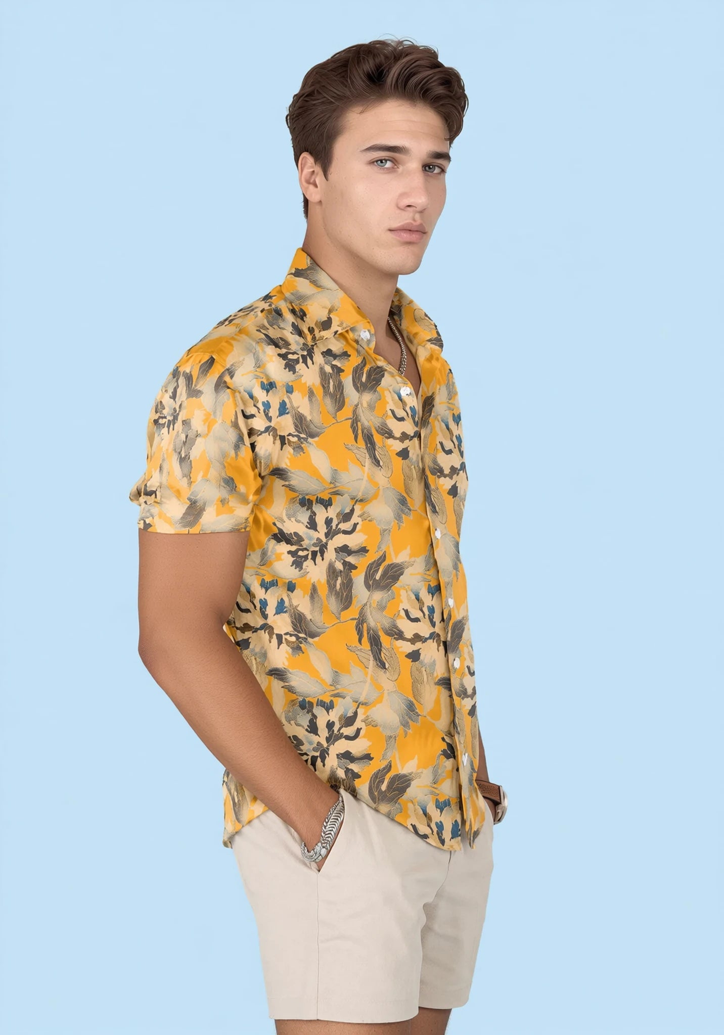 Marigold Bloom Silk Shirt - SARTORO150