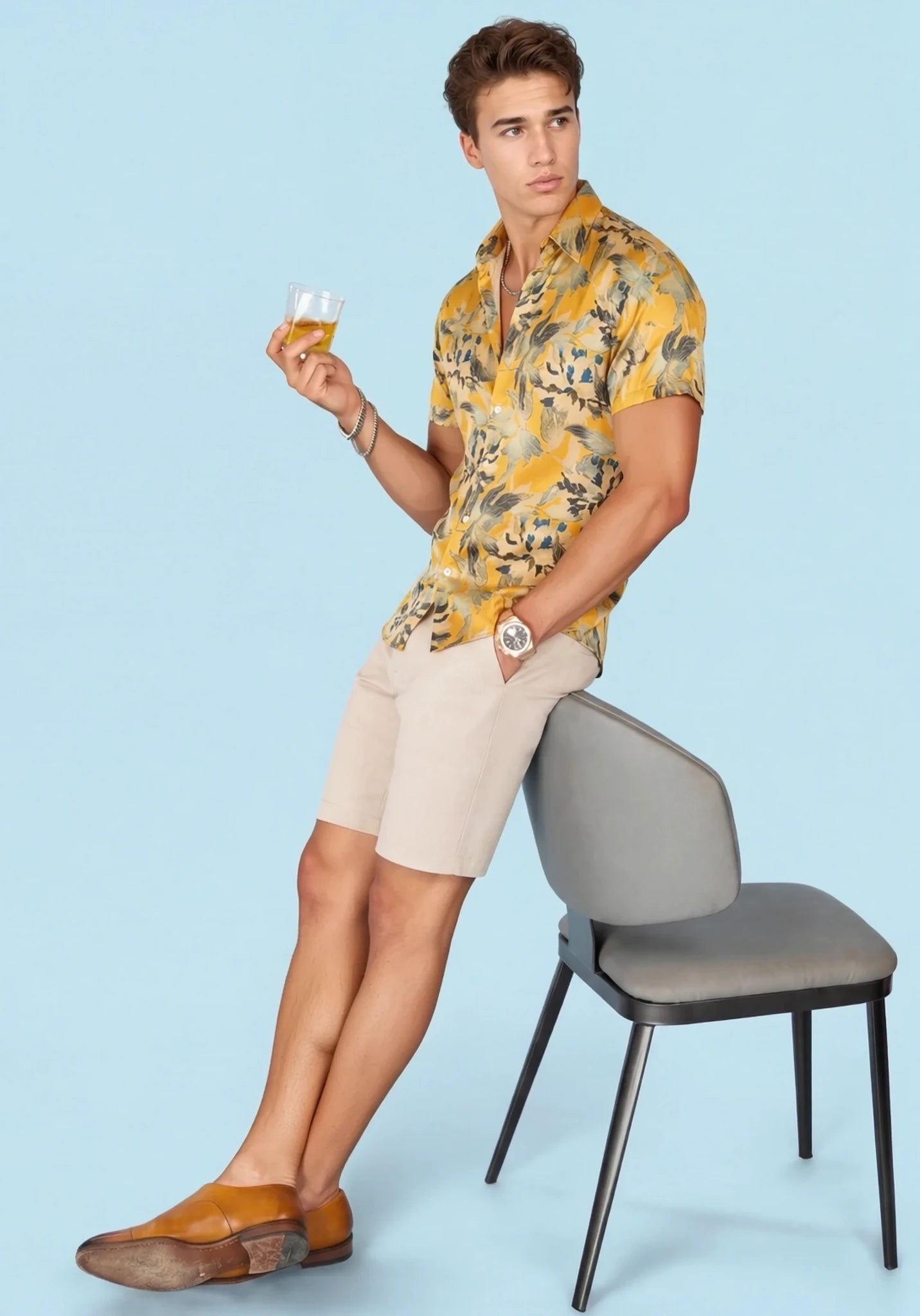 Marigold Bloom Silk Shirt - SARTORO49