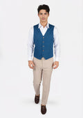 Marine Blue Linen Vest - SARTORO