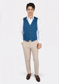 Marine Blue Linen Vest - SARTORO