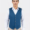 Marine Blue Linen Vest - SARTORO