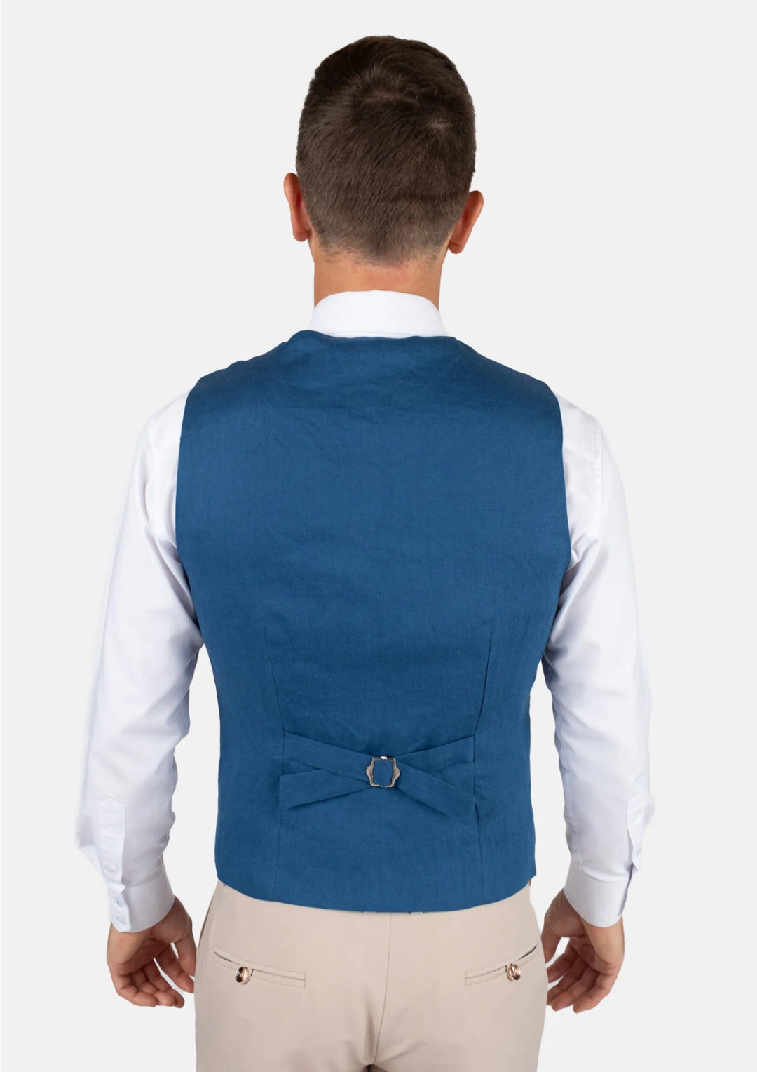 Marine Blue Linen Vest - SARTORO